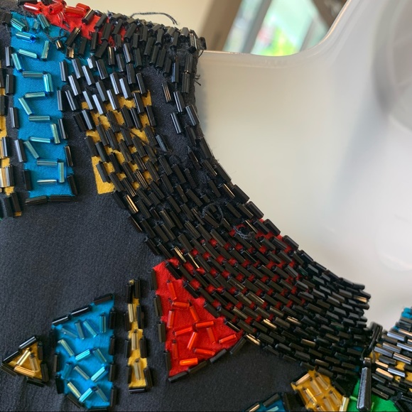 Vintage OLEG CASSINI Black Tie 100% Silk beaded Dress size 4 - Picture 10 of 17